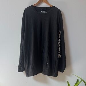 Used and paint stain Carhartt Black Long Sleeve Tee with Sleeve Logo